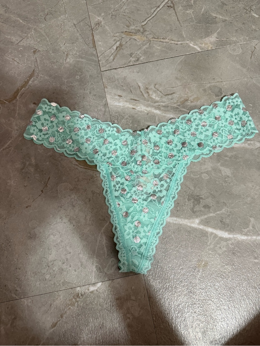 Victoria's Secret Mint Floral Lace Thong
